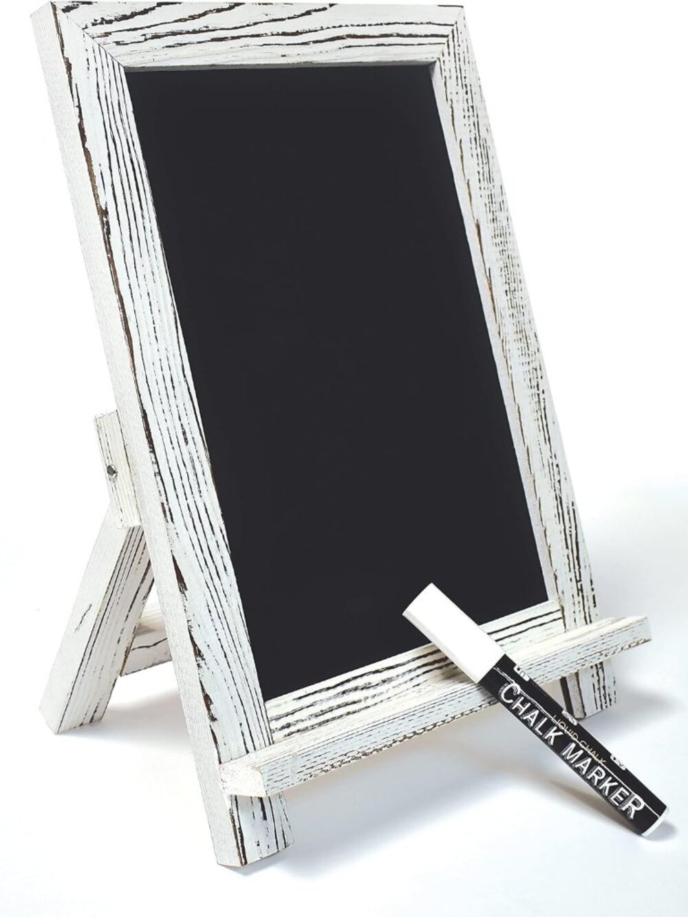 Framed Tabletop Chalkboard Sign, 9.5" x 14", Rustic Wood Frame, Small Magnetic C